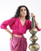 Load image into Gallery viewer, DRAPED DHOTI SKIRT WITH SILK BLOUSE