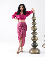 Load image into Gallery viewer, DRAPED DHOTI SKIRT WITH SILK BLOUSE
