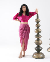 Load image into Gallery viewer, DRAPED DHOTI SKIRT WITH SILK BLOUSE