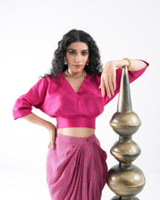 Load image into Gallery viewer, DRAPED DHOTI SKIRT WITH SILK BLOUSE