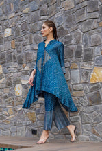 Load image into Gallery viewer, Spring Swing Co-ord set indigo blue bandhani print